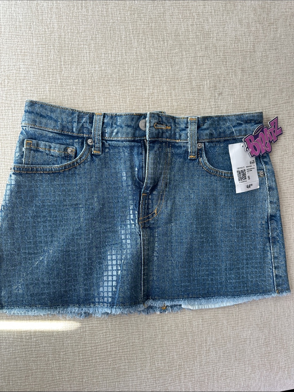 Forever 21 Blue Denim Mini Skirt with Raw Hem